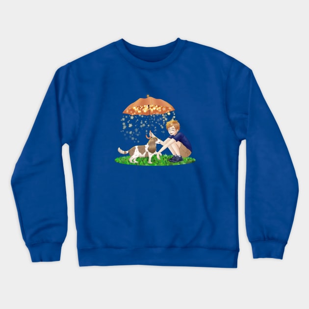 Boy and his Cavalier King Charles Spaniel Dog Crewneck Sweatshirt by Cavalier Gifts